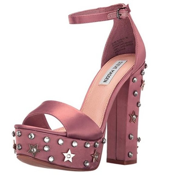 Steve Madden Glory Satin Studded Platform Heels - Picture 2 of 4